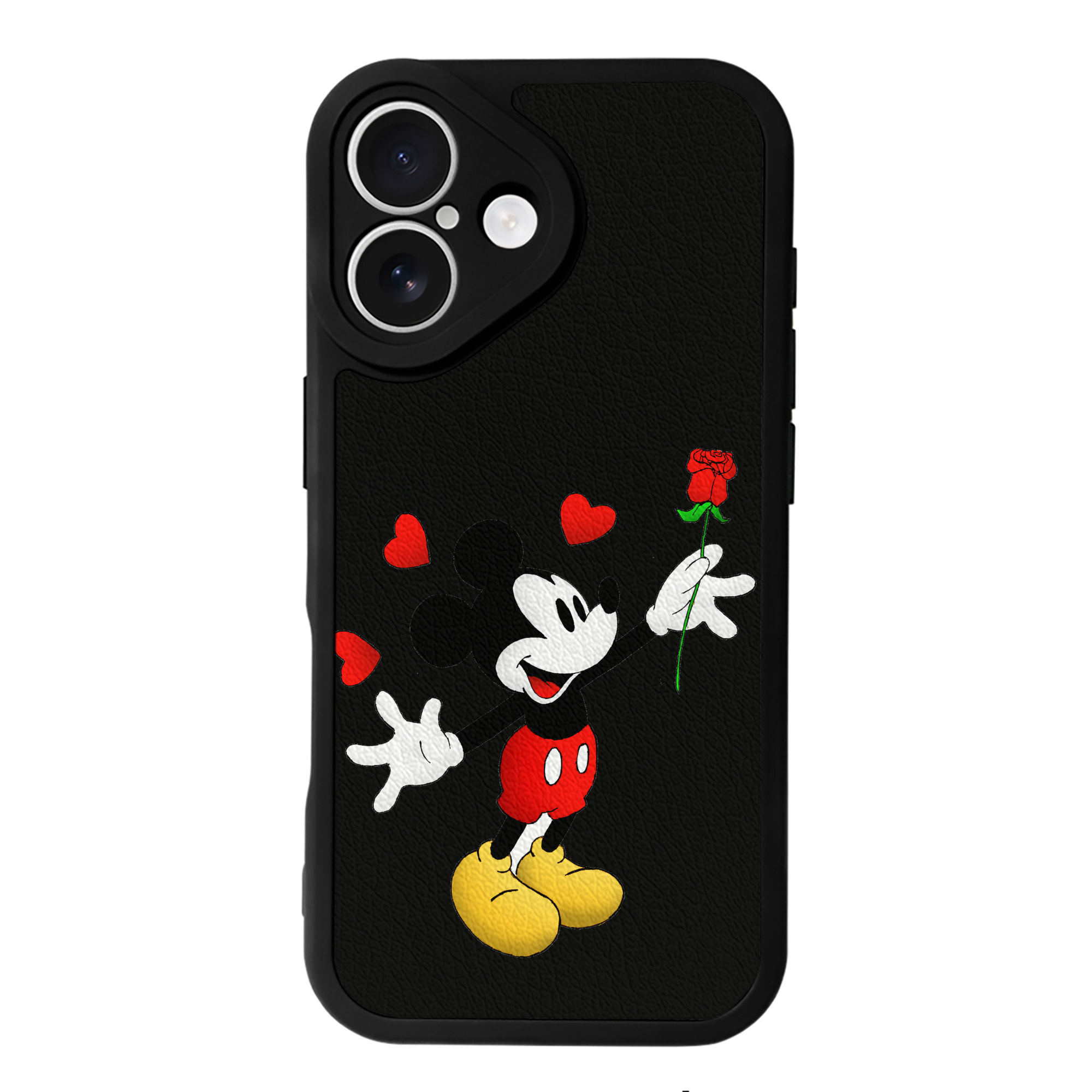 （画像用） ミッキーマウス Mickey Mouse 【iPhone 16シリーズ対応】シリコンスマホケース（レザー調） 材質：シリコン